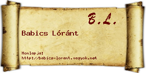 Babics Lóránt névjegykártya